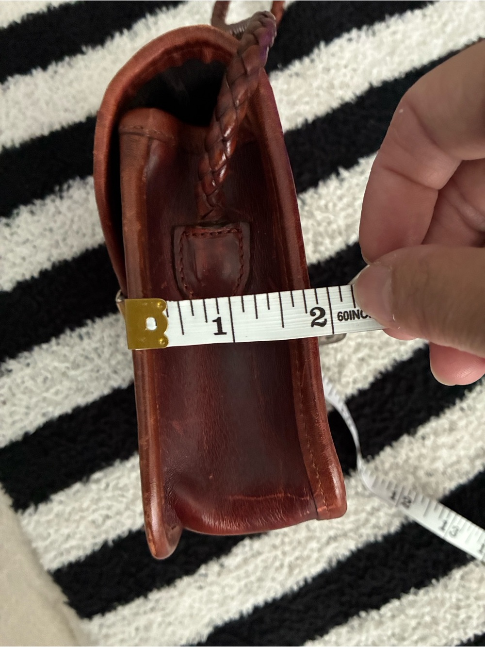 Brighton Cognac Brown Leather Basket Weave Crocodile Stamp  Mini Crossbody EUC - Picture 10 of 10